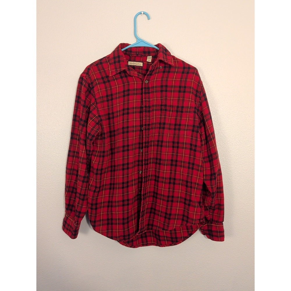 Bass & Co Flannel Plaid Women's Button Down Shirt Red Size S/P